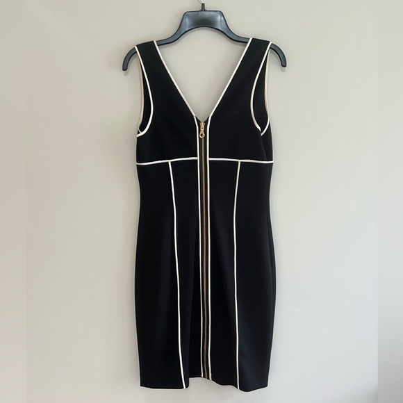 Jay Godfrey Black Sleeveless Cocktail Party Dress with White Piping Stripes, 6 - Picture 2 of 6